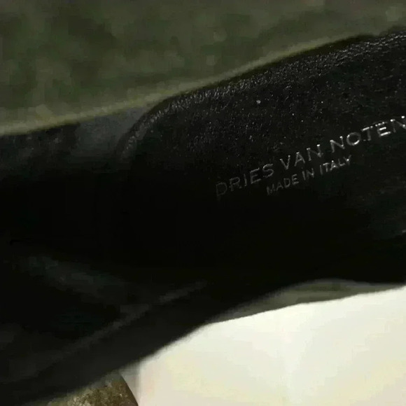 DRIES VAN NOTEN Emerald Green Distressed Metallic Leather Mid Calf Boots 9US - Picture 7 of 9